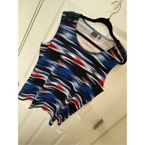 Rafaella women’s blue red black striped NWT sleeveless blouse 1X